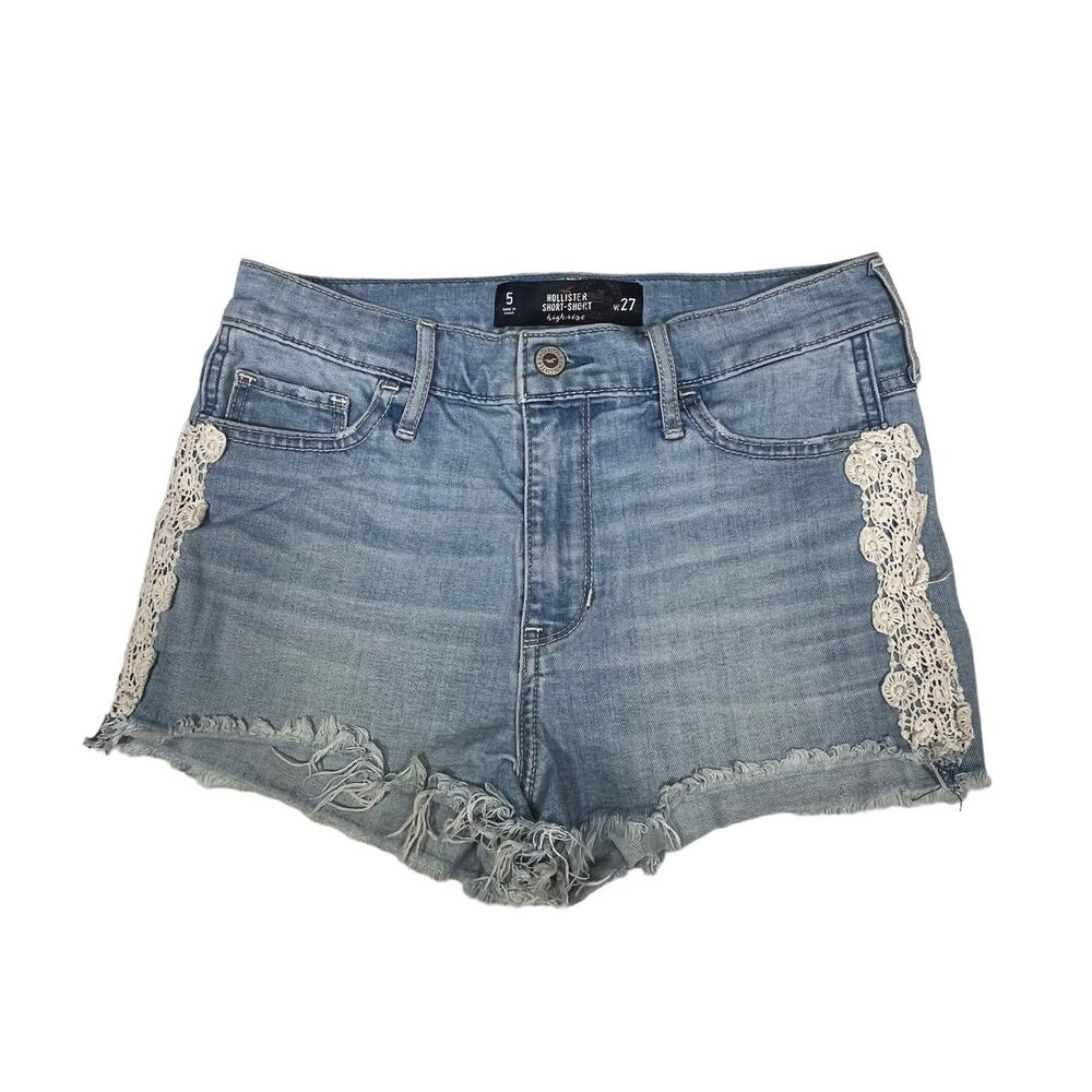 HOLLISTER Jean Short Shorts High Rise Cut Off Lace Detail Women's Size 5 27